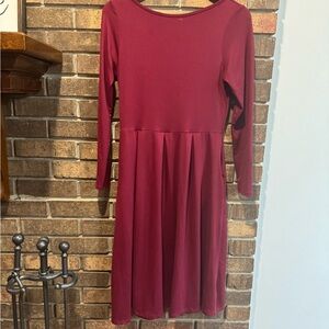 24/7 Comfort Apparel Red Long Sleeve A-Line Dress